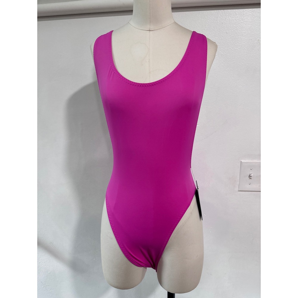 Norma Kamali Marissa One Piece Swimsuit Orchid Pink Scoop Back NWT L
